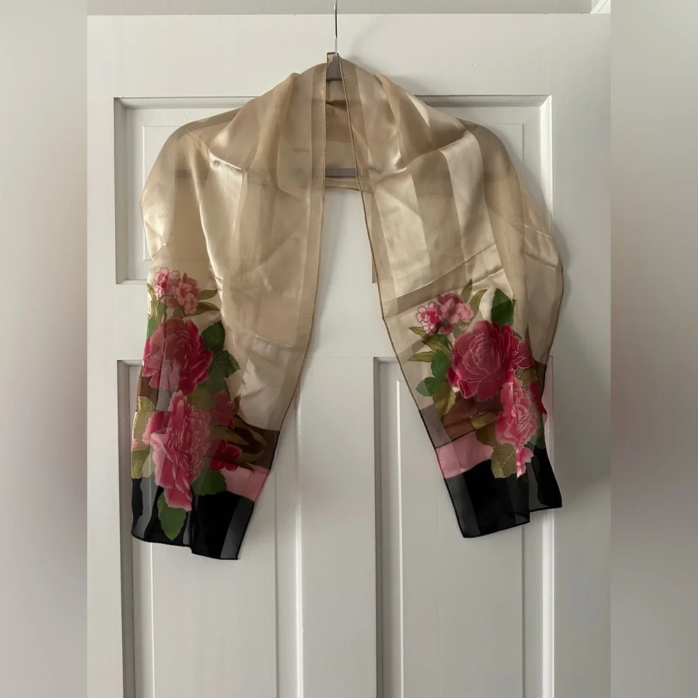 Charter Club 100% Silk Floral Scarf